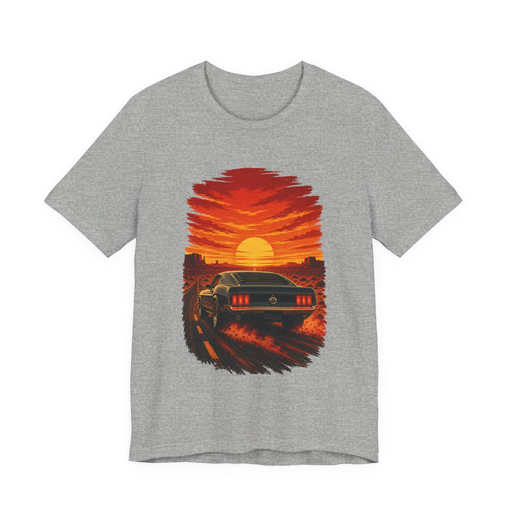 Sunset Muscle Car Tee — Retro Drive Sunset Graphic T-Shirt