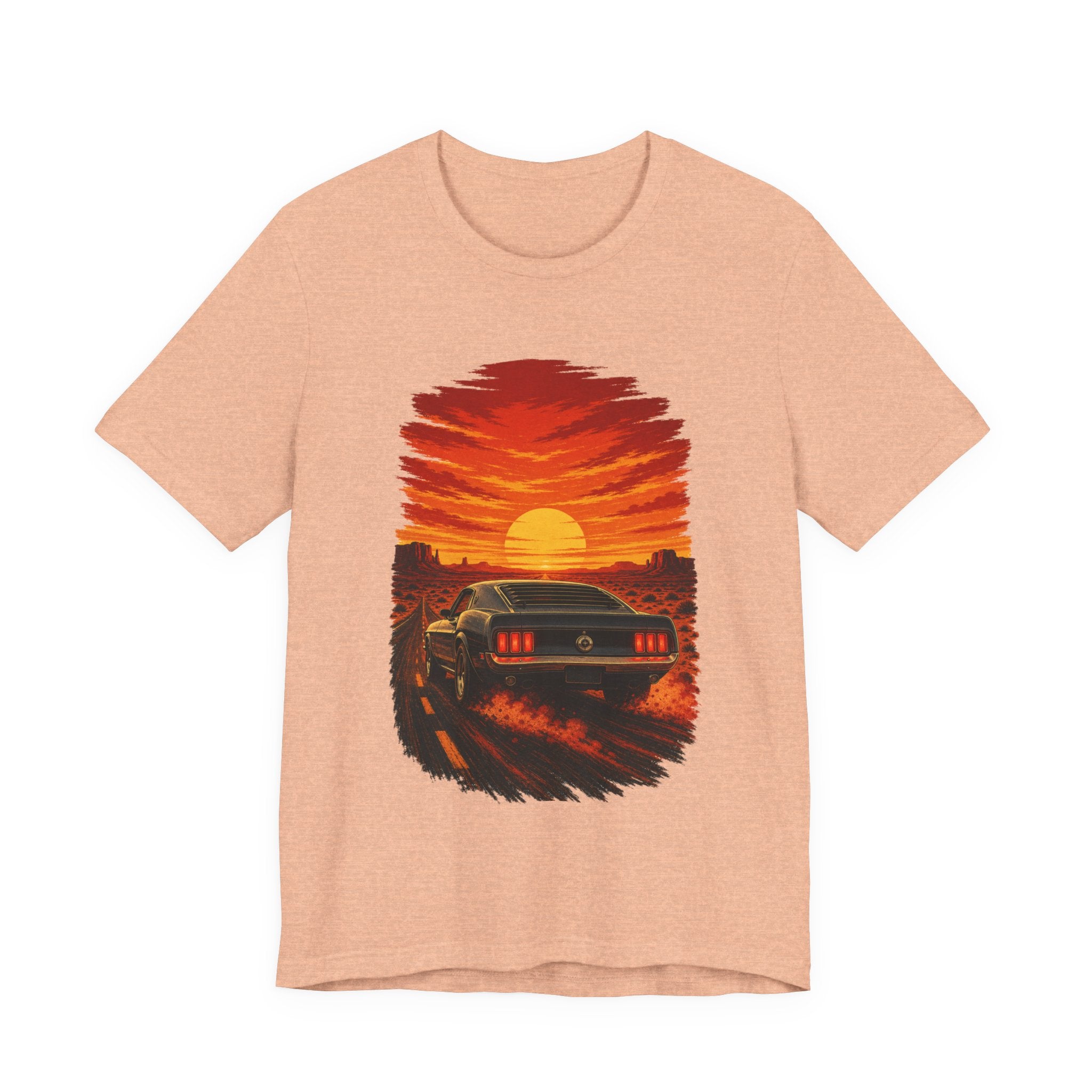 Sunset Muscle Car Tee — Retro Drive Sunset Graphic T-Shirt