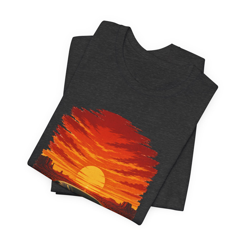 Sunset Muscle Car Tee — Retro Drive Sunset Graphic T-Shirt