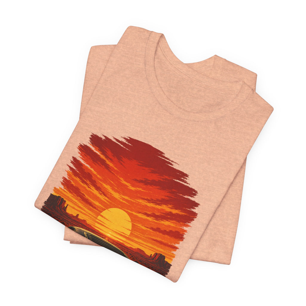 Sunset Muscle Car Tee — Retro Drive Sunset Graphic T-Shirt