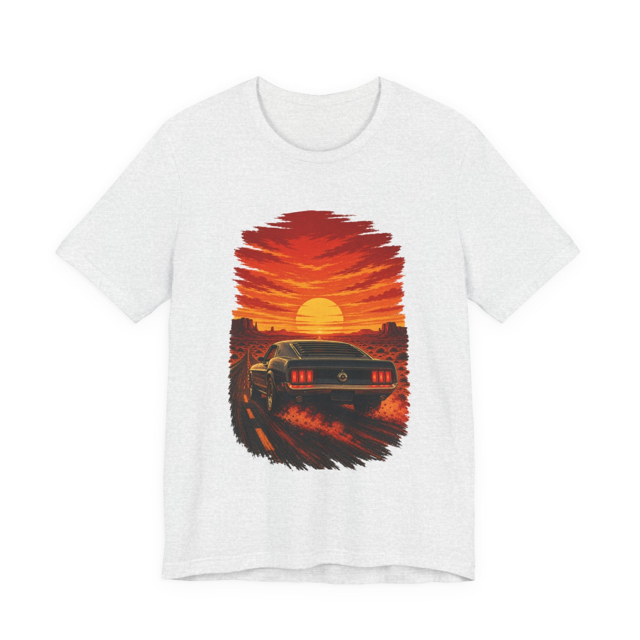 Sunset Muscle Car Tee — Retro Drive Sunset Graphic T-Shirt