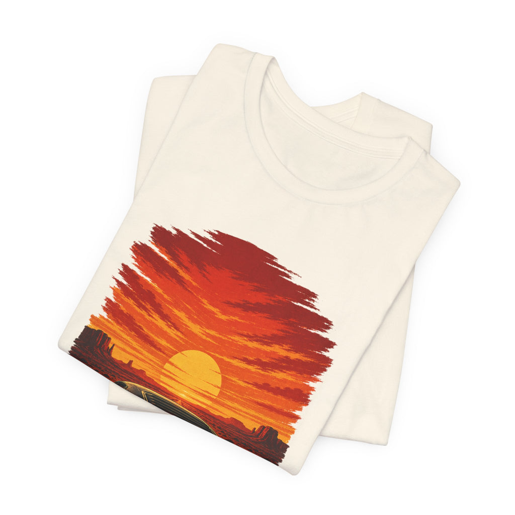 Sunset Muscle Car Tee — Retro Drive Sunset Graphic T-Shirt