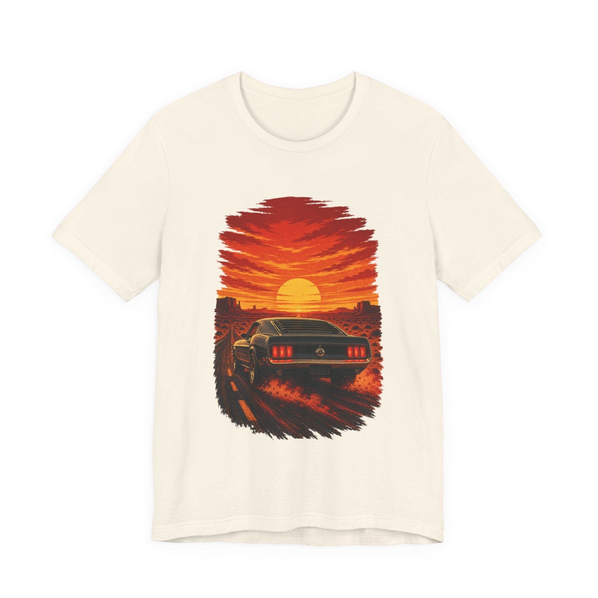 Sunset Muscle Car Tee — Retro Drive Sunset Graphic T-Shirt